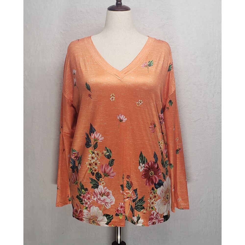 NWT Coeur De Vague Floral Tunic Top XL Coastal Grandma Boho